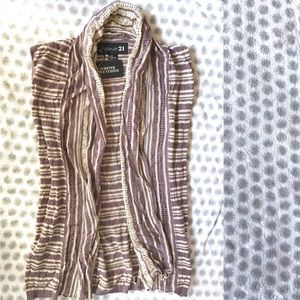 Purple & cream sleeveless cardigan - medium